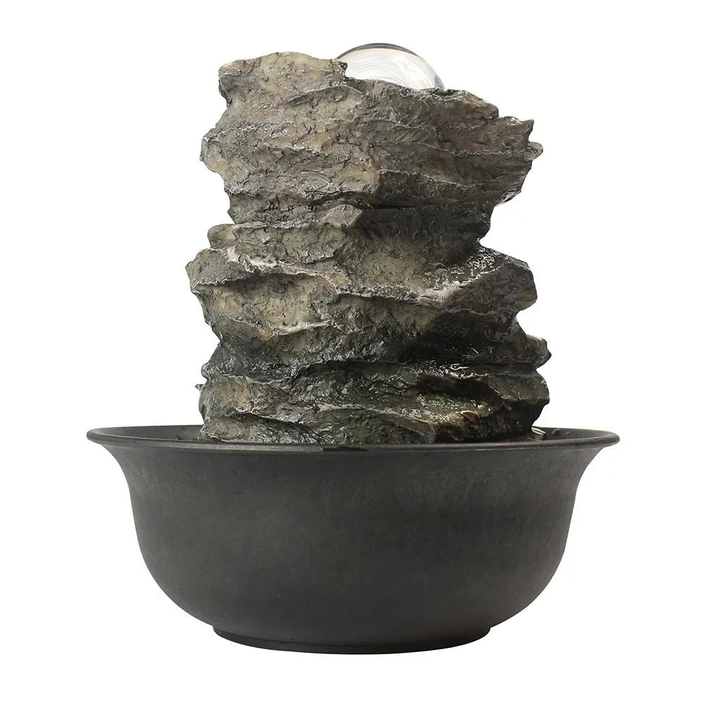 CoSoTower 8.3inches Rock Cascading Tabletop Fountain with LED Lights & Crystal Ball for Home Office Bedroom Relaxation