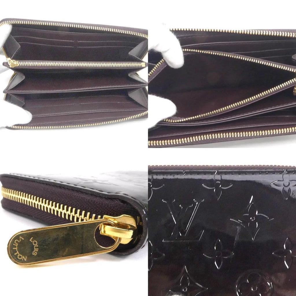 Louis Vuitton LOUIS VUITTON Round Zipper Long Wallet Monogram Verni Zippy Amaranto Unisex M93522 (Good)