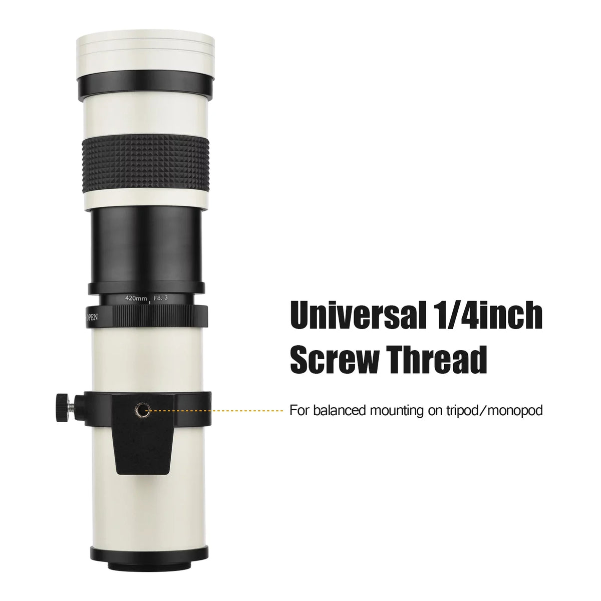 Pristin MF Super Telephoto Zoom Lens F8.3-16 420-800mm T Mount with Universal 14 Thread Replacement for Nikon Sony Fujifilm Olympus Cameras