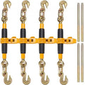 VEVOR Ratchet Chain Binder; 38"-12" Heavy Duty Load Binders; with G80 Hooks 12000 lbs Secure Load Limit; Labor-saving Anti-skid Handle; Tie Down Hauling Chain Binders for Flatbed Truck Trailer; 4 Pc