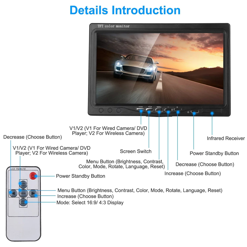 iMounTEK Wireless Backup Camera System Vehicle Rear View Monitor Kit IP67 Fluidproof Car Parking Reverse System with 7In Screen Night Vision 2.4G Stable Signal for Car Trunk Van SUV