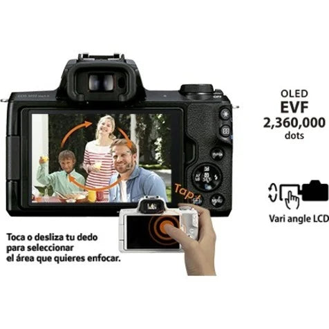 Canon EOS M50 Mark II 24.1 Megapixel Mirrorless Camera with Lens; 0.59"; 1.77"; Black