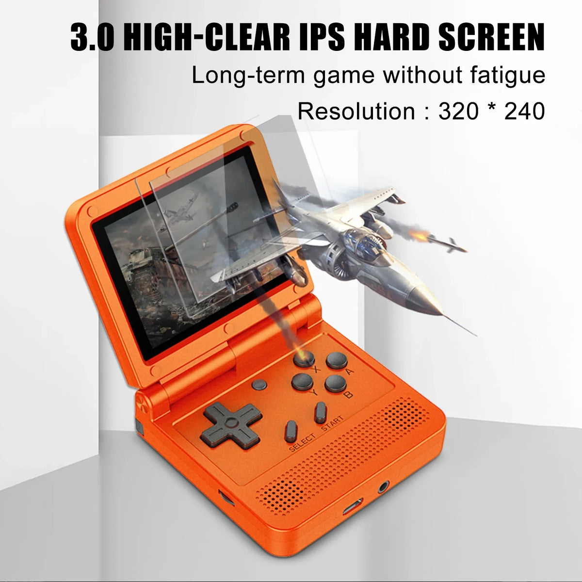 Powkiddy Handheld Game Console; 3.0-inch IPS Screen; Mini Folding Flap Design; 15 Emulators; Rechargeable and Portable for Endless Gaming