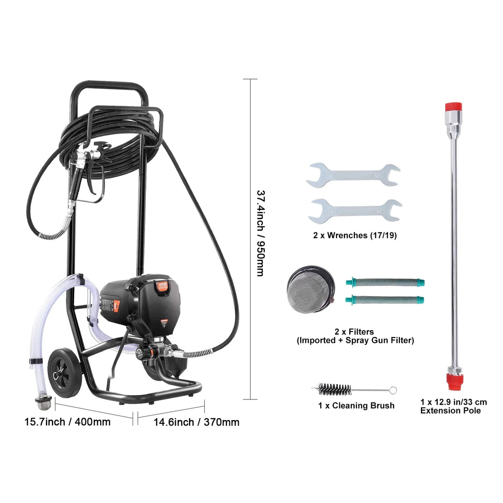 SKYSHALO Stand Airless Paint Sprayer; 750W High Efficiency Airless Stand Sprayer; 3000PSI Electric Paint Sprayer with Cleaning Kits for Painting Home Interior Exterior Walls; Ceiling; Fence; Cabinet