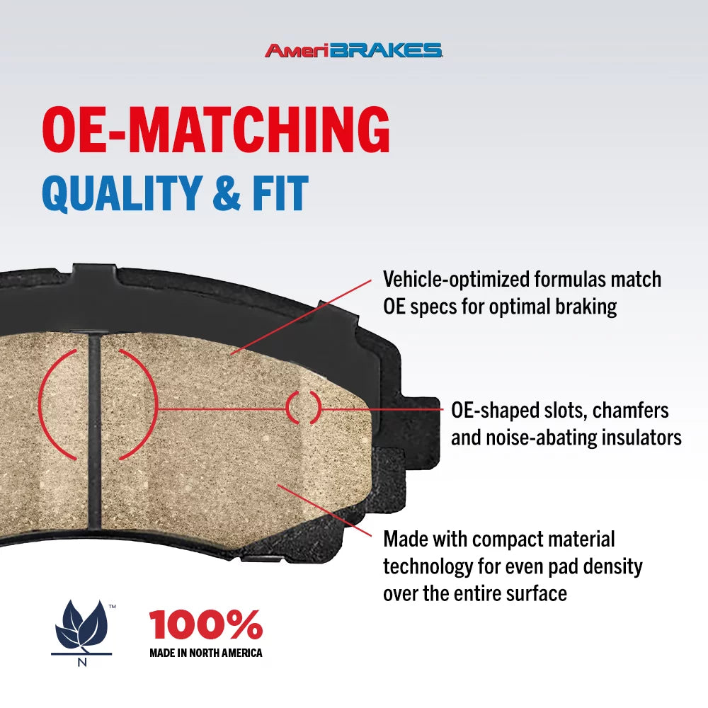 AmeriBRAKES Front Rear Ceramic Disc Brake Pads Kit For Dodge Grand Caravan Journey Chrysler Town & Country Ram C/V KNF-100018
