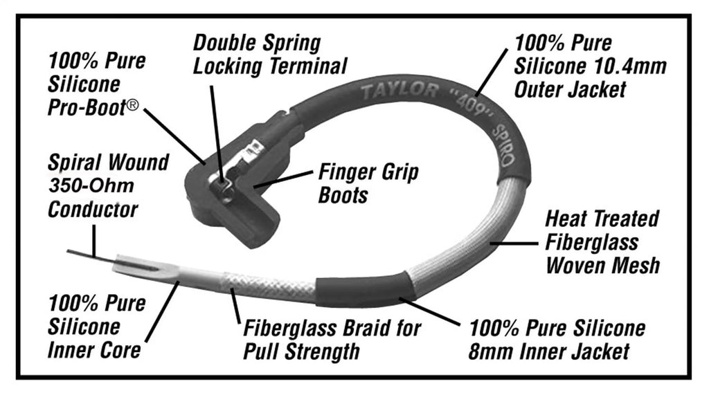 Taylor Cable 79261 409 Spiro Pro 10.4Mm Ignition Wire Set Fits Camaro Fits/For Fits select: 2015-2018 CHEVROLET SILVERADO K1500 LT; 2014 CHEVROLET SILVERADO K1500