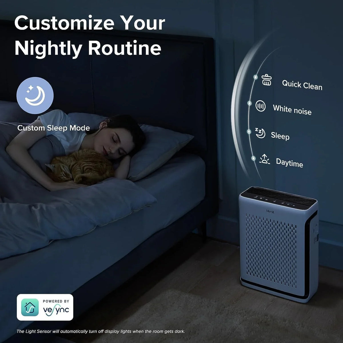 LEVOIT Air Purifiers for Home Large Room Bedroom Up to 1110 Ft² with Air Quality and Light Sensors; Smart WiFi; Washable Filters; HEPA Filter Captures Pet Hair; Allergies; Dust; Smoke; Vital 100S
