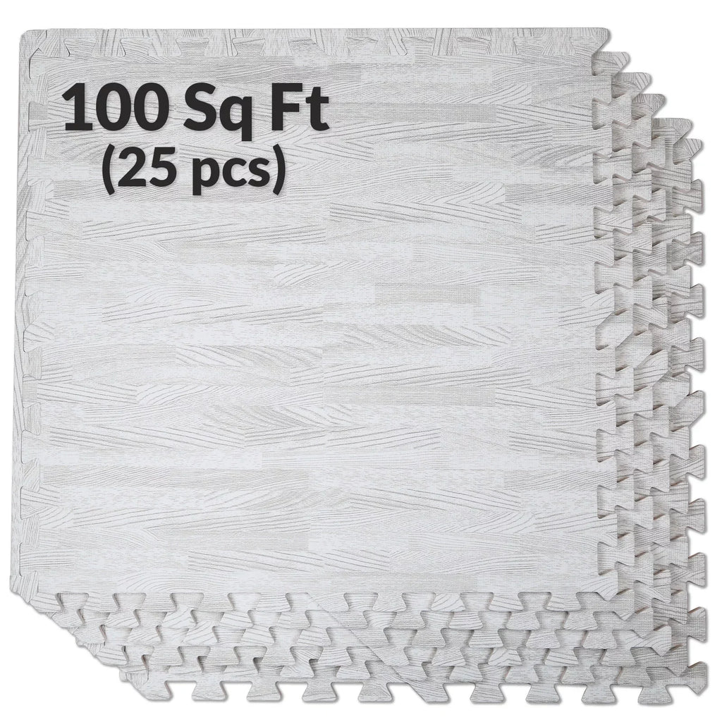Home Aesthetics 100 Sq. Ft 3/8 cm Thick Interlocking Foam Mats Flooring; White