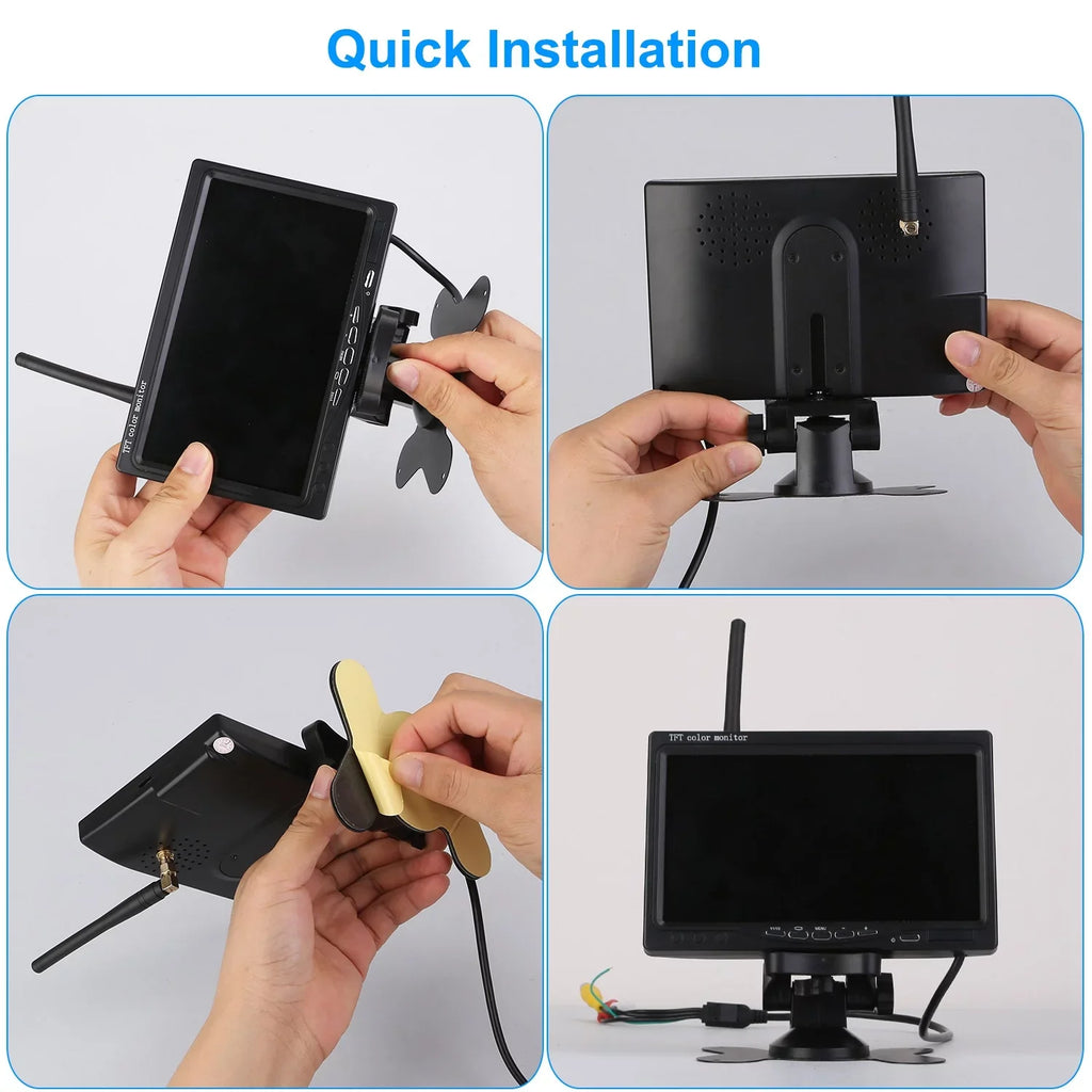 iMounTEK Wireless Backup Camera System Vehicle Rear View Monitor Kit IP67 Fluidproof Car Parking Reverse System with 7In Screen Night Vision 2.4G Stable Signal for Car Trunk Van SUV