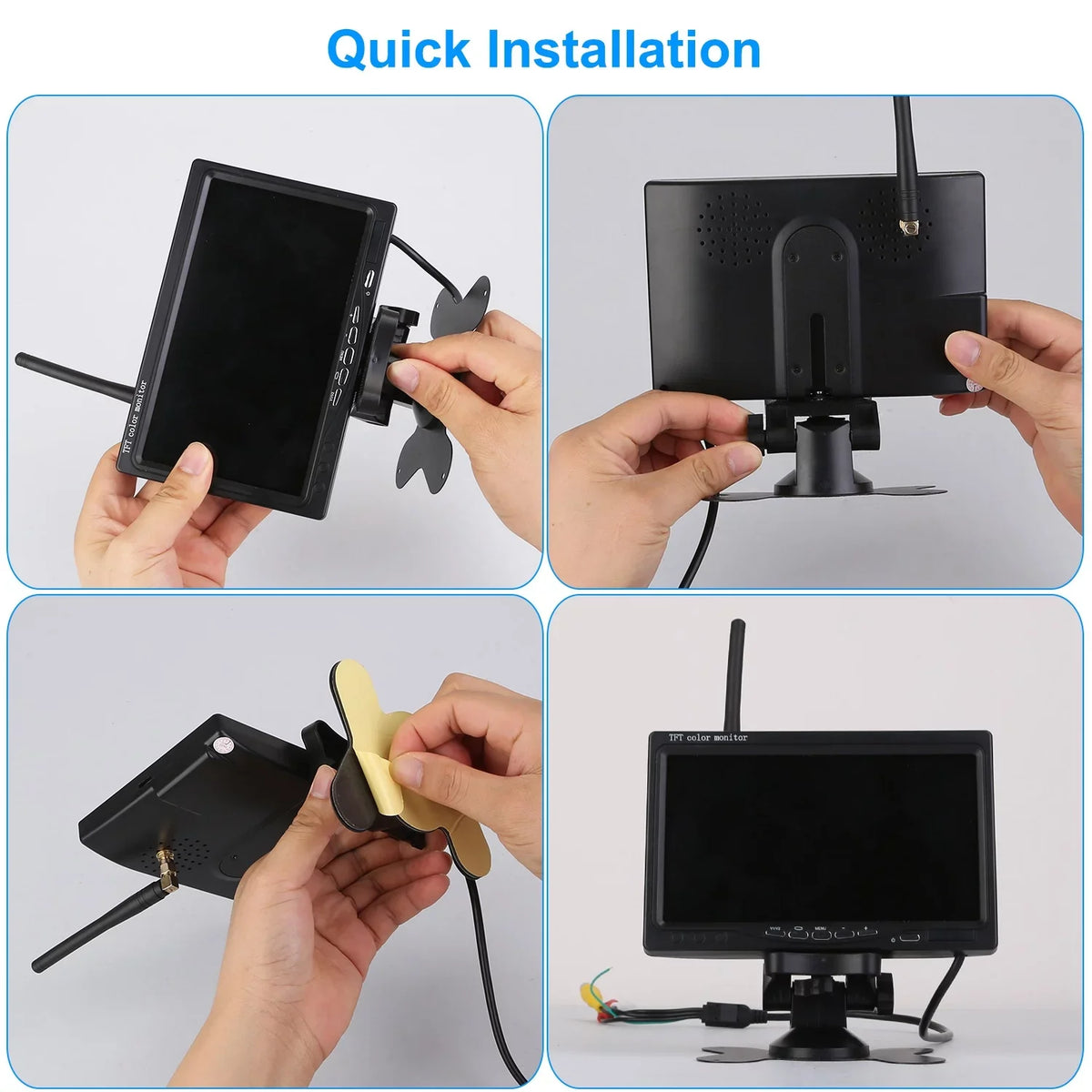iMounTEK Wireless Backup Camera System Vehicle Rear View Monitor Kit IP67 Fluidproof Car Parking Reverse System with 7In Screen Night Vision 2.4G Stable Signal for Car Trunk Van SUV
