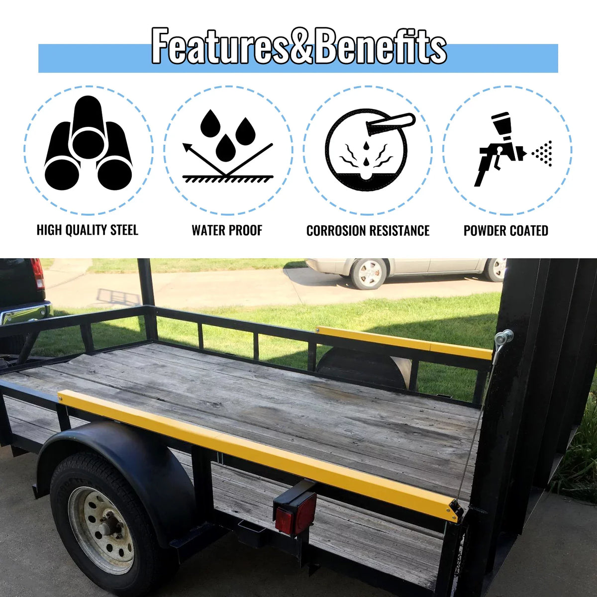 HECASA 2 Sided Tailgate Utility Trailer Lift Gate Liftgate Ramp Lift Assist System 350 Pounds
