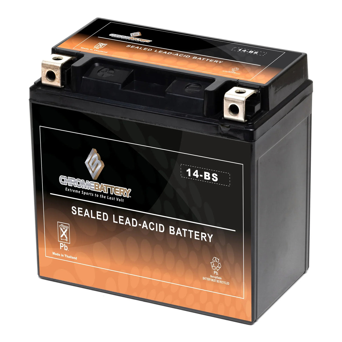Chrome Battery Ytx14-bs (14-bs 12 Volts;12 Ah; 200 Cca) Sealed AGM Motorcycle Battery for Honda 1100cc Vt1100c; C3; T Shadow (spirit; Aero; A. C. E. Tourer) 2004