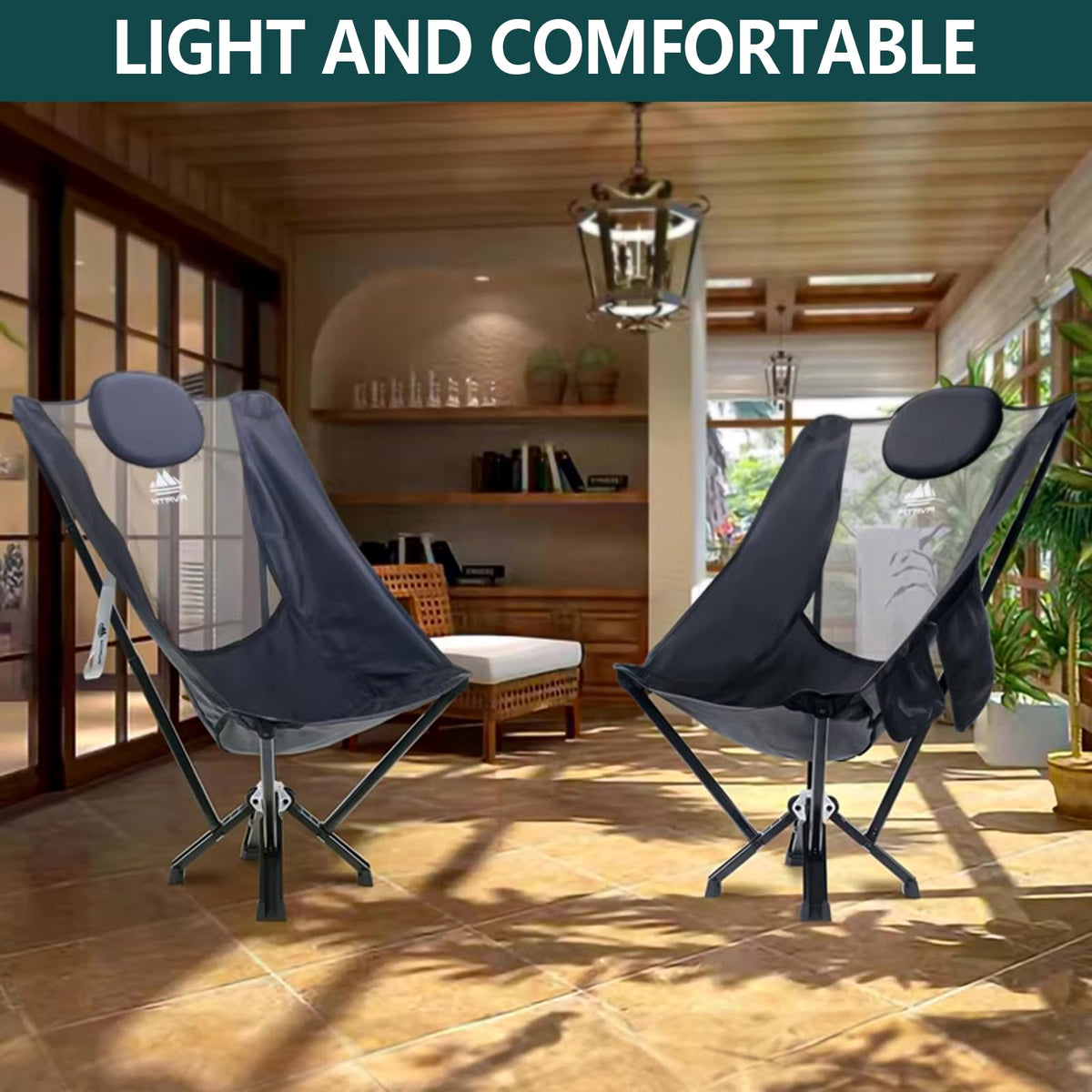 MTRVR High Back Folding Camping Chairs; Plus Size Camp Chairs for Adults; Portable Chair Foldable Lounge Chair Compact for Outdoor Sports; Travel; Beach; Picnic; Lawn; Heavy-Duty; Oversize;Supports 60