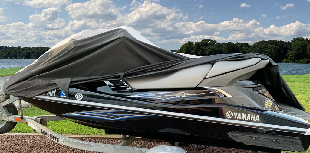 SUPER HEAVY-DUTY PWC JetSki Cover Compatible for Polaris SLXH 1997 1998 Jet Ski Trailerable Cover Black/Grey 1-2 Seater
