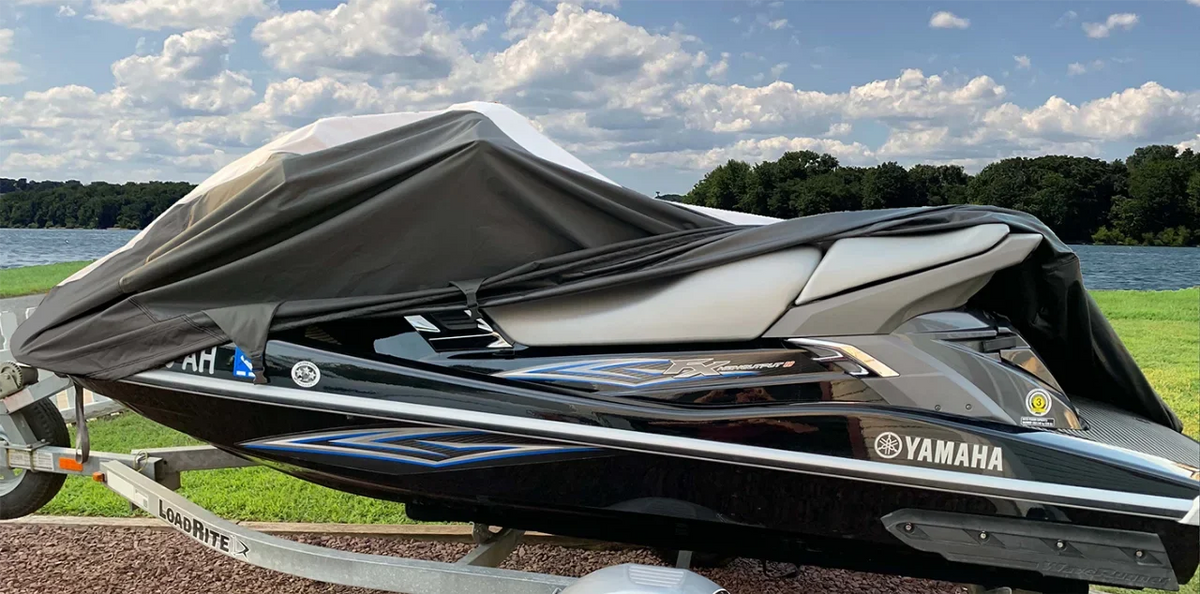 SUPER HEAVY-DUTY PWC JetSki Cover Compatible for Polaris SLXH 1997 1998 Jet Ski Trailerable Cover Black/Grey 1-2 Seater