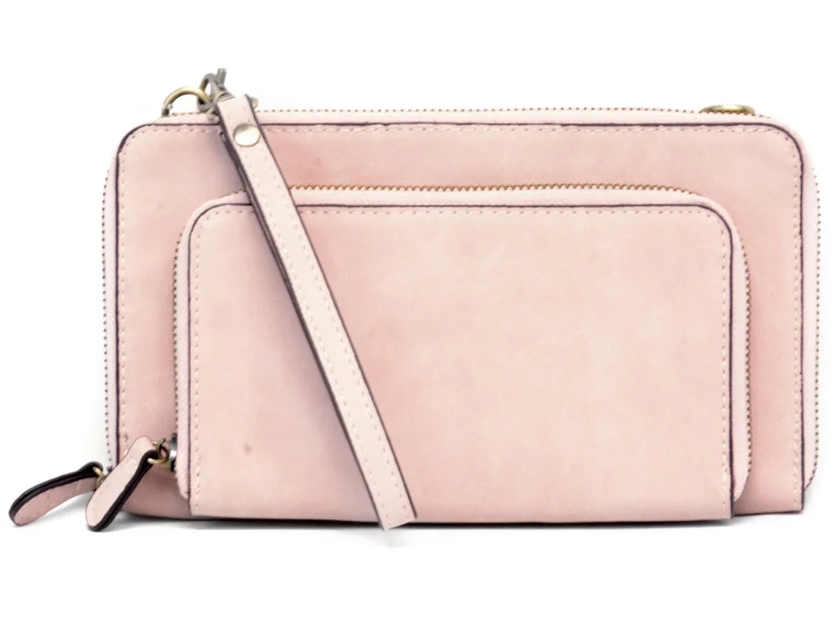 Joy Susan Women's Brushed Mini Convertible Zip Wristlet Bag; Barely Pink; One-Size