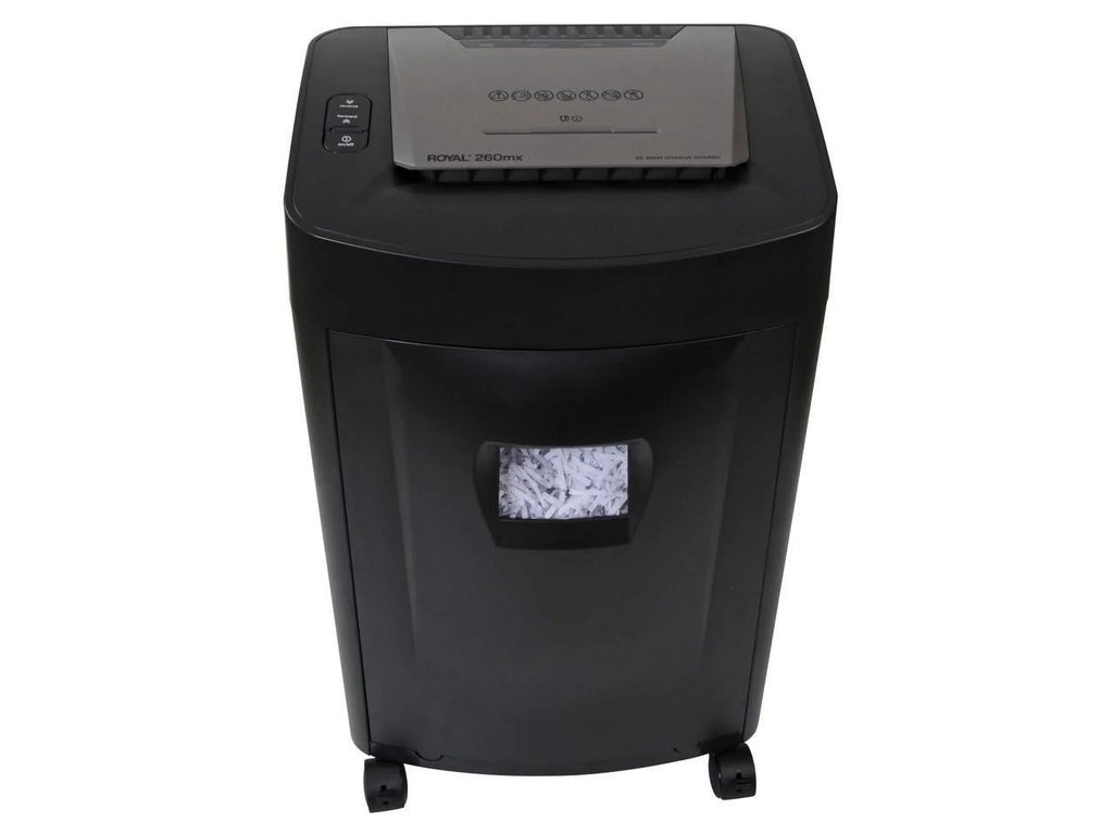 Royal 260MX Paper Shredder - Non-continuous Shredder - Cross Cut - 20 Per Pass - for shredding Paper; CD; DVD; Credit Card; Staples - 8.75" Throat - 1 Hour Run Time - 40 Minute Cool Down Time - 8