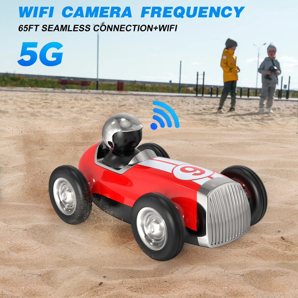 AUOSHI Remote Control Car with 2.4MHz Wireless Bluetooth Speaker 2 Speed Mode Fast RC Car for Kids RC Trucks Music RC Stunt Car Toys for Boys Girls Gifts; Red