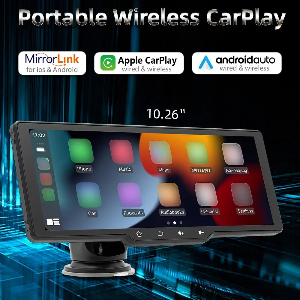 Andoer Portable Wireless CarPlay Car Video Recorder; Car Camera Auto Camcorder; Car Player with Multilanguage Support