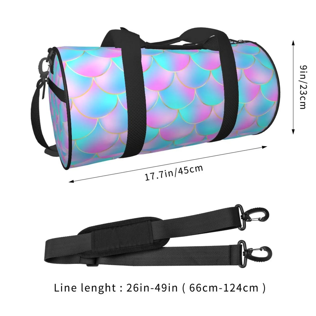 Coaee Purple Dragon Scales Large Capacity Travel Luggage Bag Cylinder Gym Bag Fluidproof Sports Bag with Pocket and Compartment