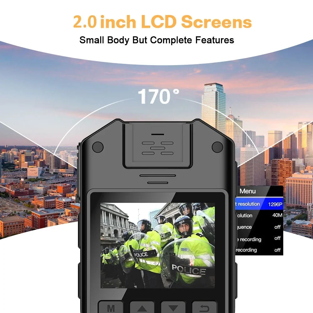 RONY 1440P Mini Body Camera - 128GB Wearable Police Body Camcorder with Night Vision - Fluidproof Body Cam with Audio and Video Recording for Law Enforcement Security Guard Home