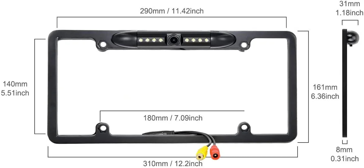 Backup Camera Rearview License Plate Liquidproof for Kenwood DDX-512 DDX512 Black