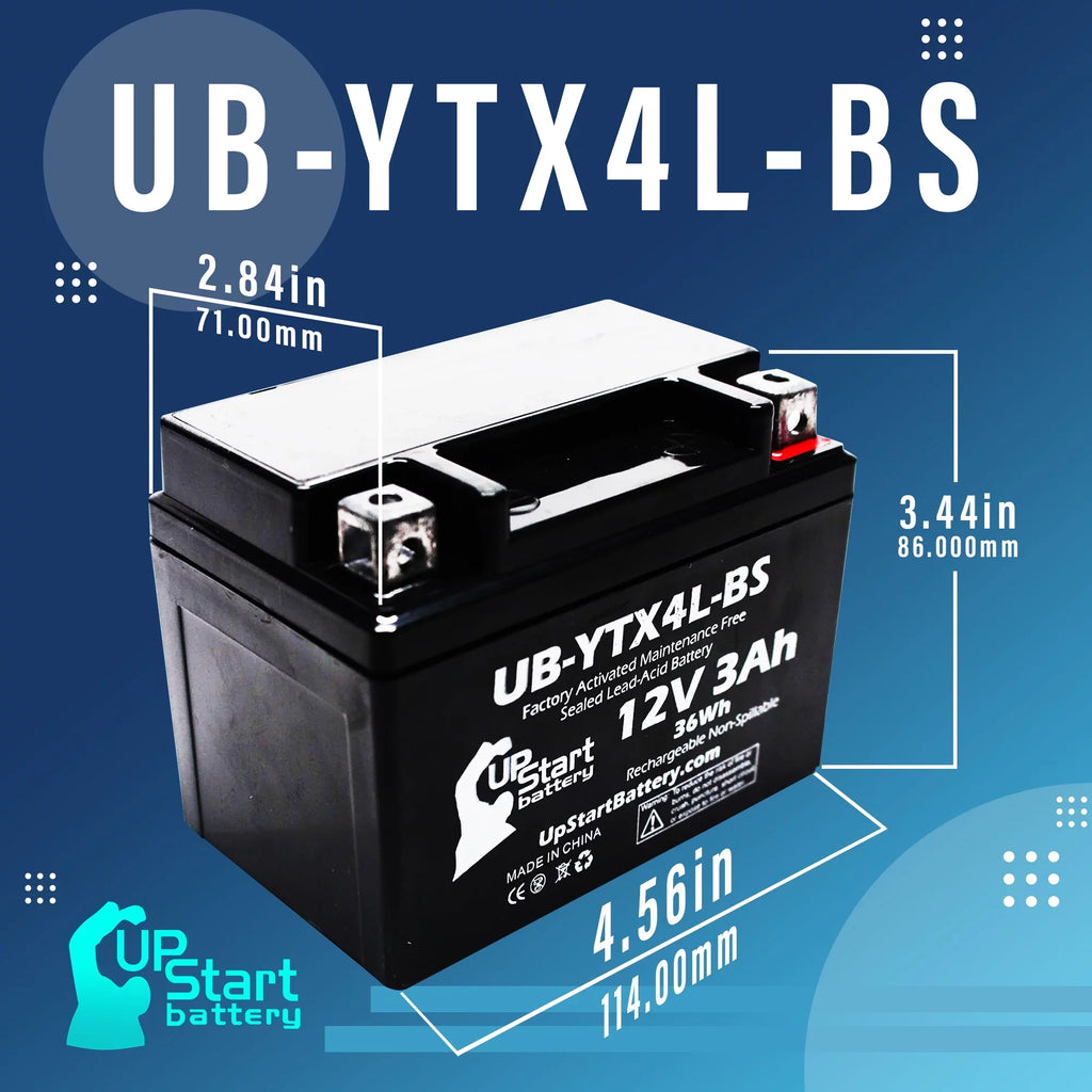 3-Pack UpStart Battery Replacement for 2002 Bombardier (Can-Am) DS90; DS90F; Quest 90CC Factory Activated; Maintenance Free; ATV Battery - 12V; 3Ah; UB-YTX4L-BS