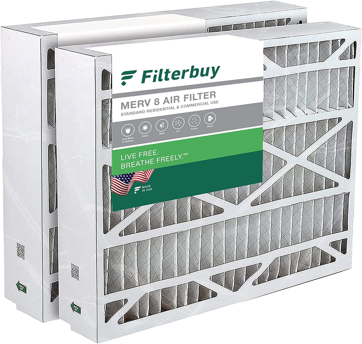 Filterbuy 20x23x5 MERV 8 Pleated HVAC AC Furnace Air Filters for Bryant; Carrier; BDP; Day & Night; and Payne (2-Pack)