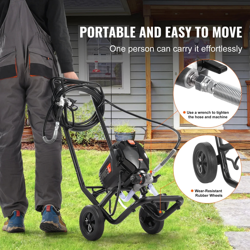SKYSHALO Stand Airless Paint Sprayer; 750W High Efficiency Airless Stand Sprayer; 3000PSI Electric Paint Sprayer with Cleaning Kits for Painting Home Interior Exterior Walls; Ceiling; Fence; Cabinet