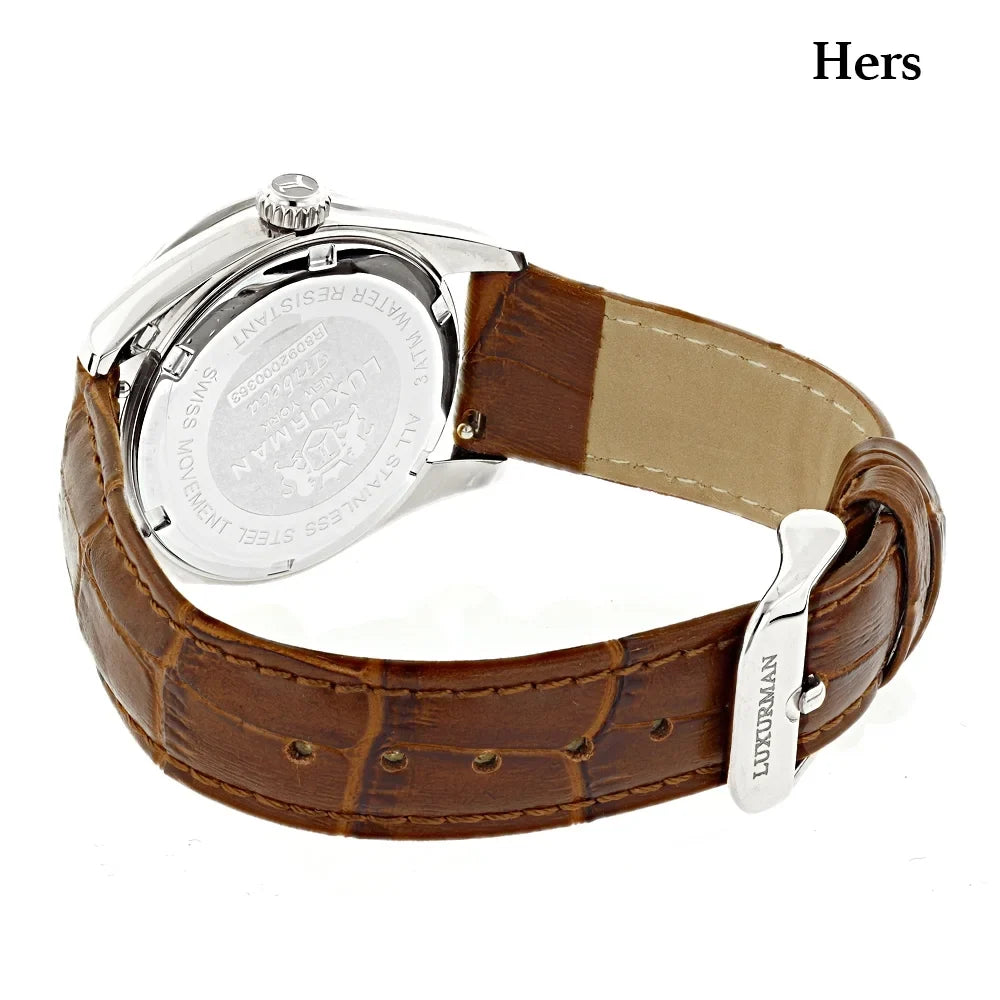 Matching His and Hers Watches White MOP Gold Plated Diamond Watches