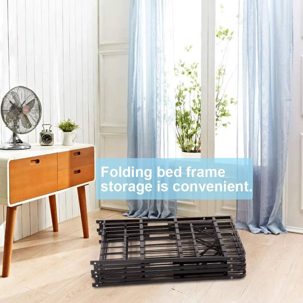 Twin Bed Frame Metal Platform Bed Frame Twin Size 14 mm Mattress Foundation Box Spring Replacement Heavy Duty Steel Slat Easy Assembly Noise-Free;Black