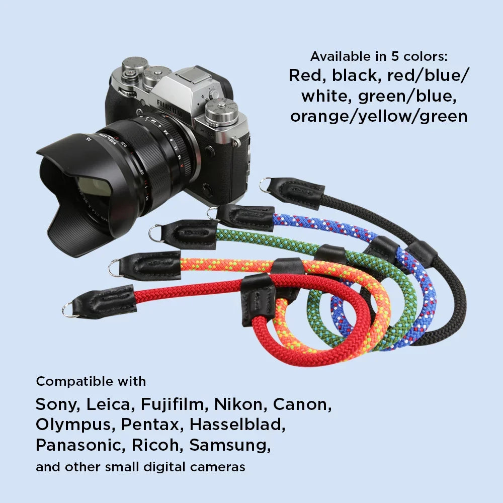 Foto&Tech Climbing Rope Camera Wrist Strap Quick Release Made in US Compatible with Sony A6600 A6500 A6400 A6000 A6300 A6100 A5100 A5000;RX1 R;RX1 R II;RX10;RX10 II;RX10 III;RX10 IV (34cm;Red/Blue/WT)