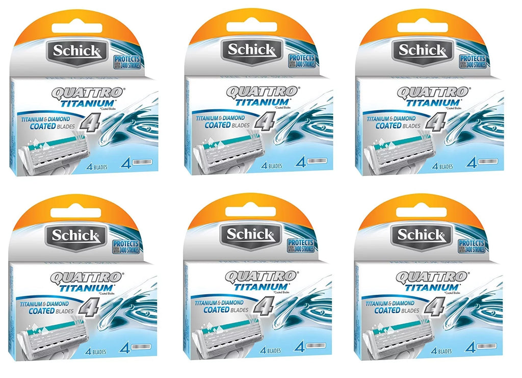 Schick Quattro Titanium Refill Cartridges - 24 Count + Makeup Blender Stick; 12 Pcs