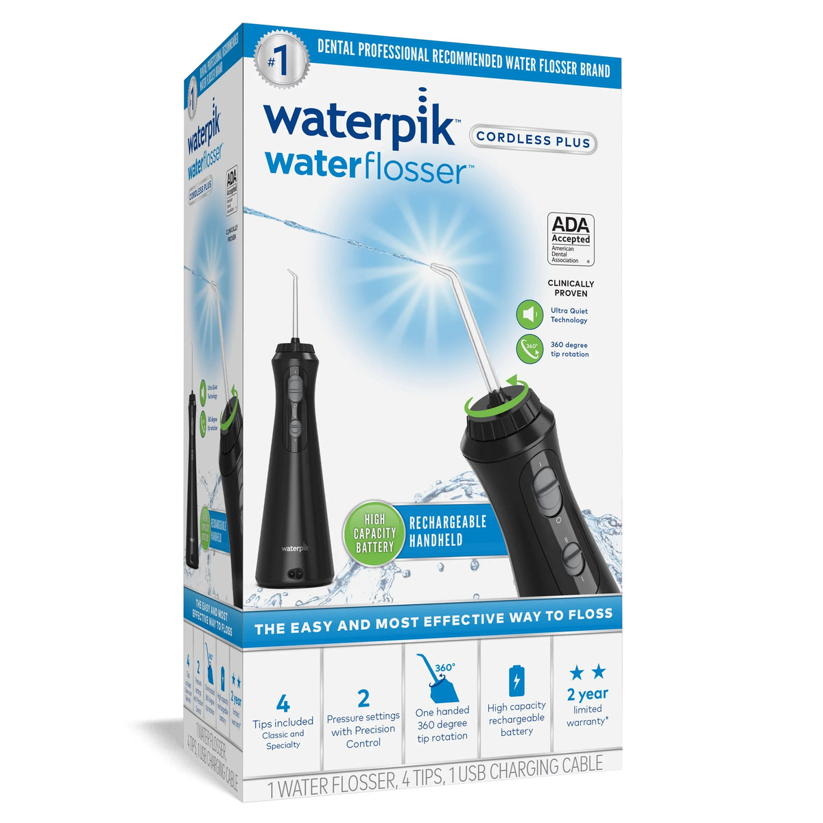 Liquidpik Cordless Plus Portable Flosser Oral Irrigator; Black