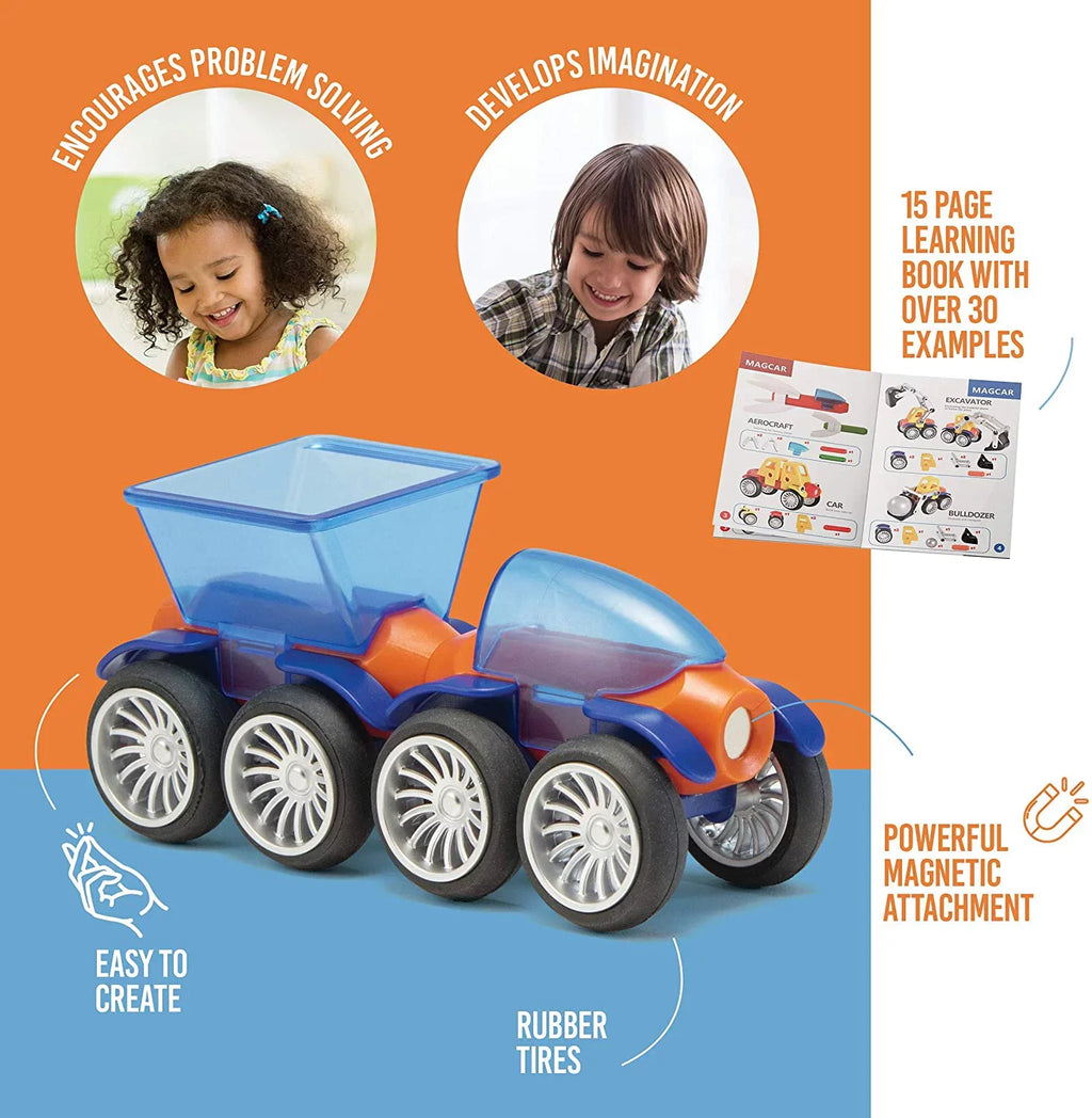 Play Brainy 42 pc. Stem Magnetic Toy Cars and Vehicles with Storage Case for Child Ages 3 and up