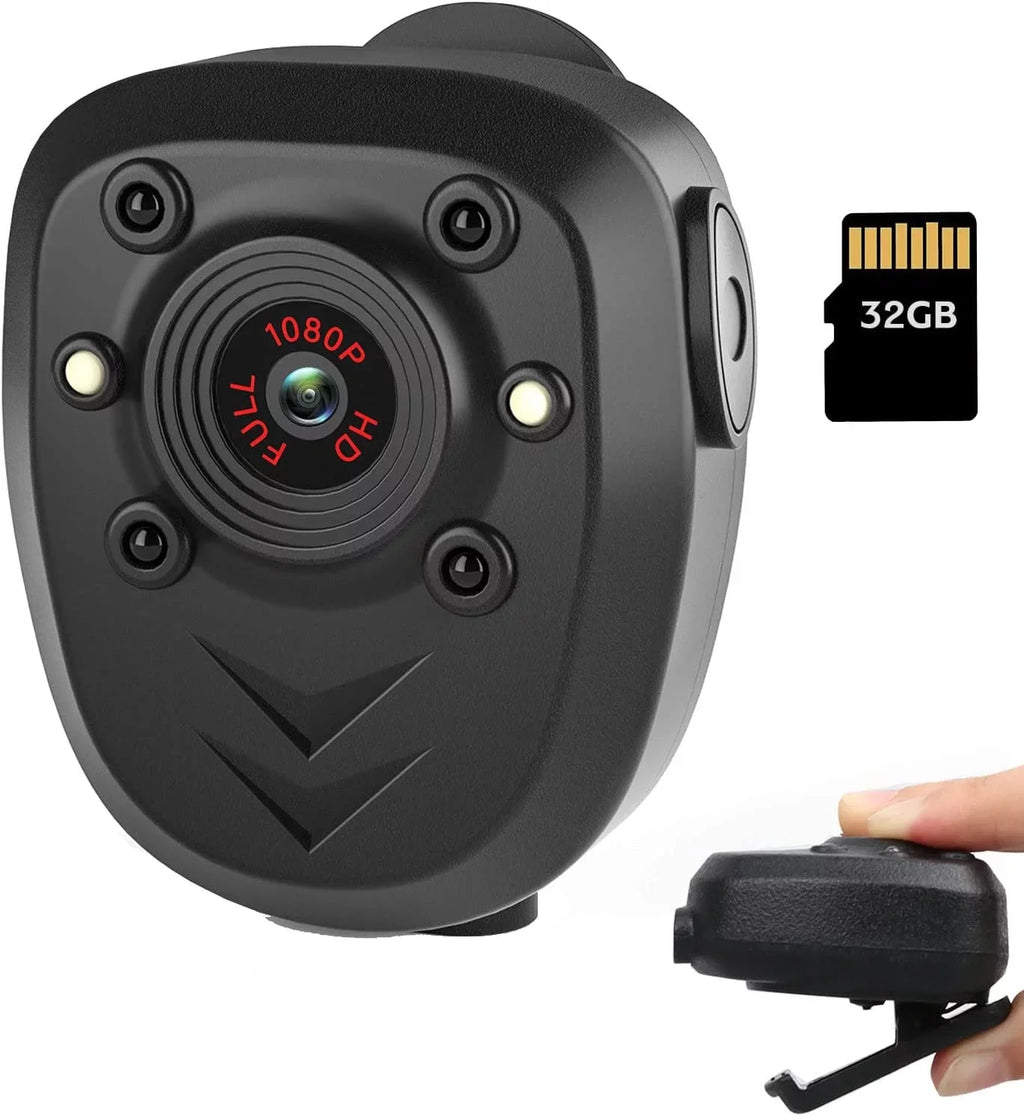 Mini Body Camera Video Recorder; Wearable Police Body cam with Night Vision; Built-in 32GB Memory Card; HD1080P;Record Video;Night Vision; 4-6HR Battery Life; Law Enforcement; Security Guard; Home