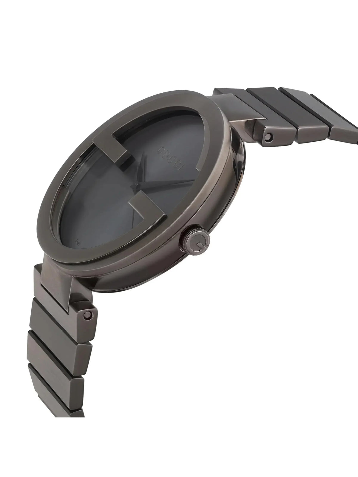 New Gucci Interlocking G PVD Steel Anthracite Dial Grey Quartz Watch YA133210