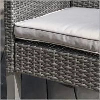 Arcadia Outdoor 7 Piece Wicker Rectangular Dining Set with Cushions; Grey; Silver