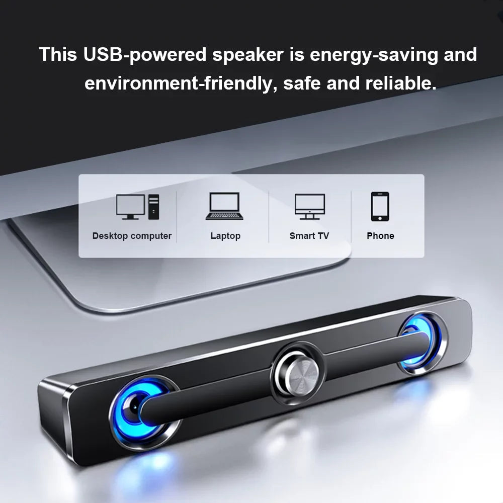 Wired Speaker; V-111 Computer Speaker USB Wired Powerful Bar Stereo Subwoofer Bass Speaker Surround Sound Box for PC Notebook Phone Tablet MP3 MP4