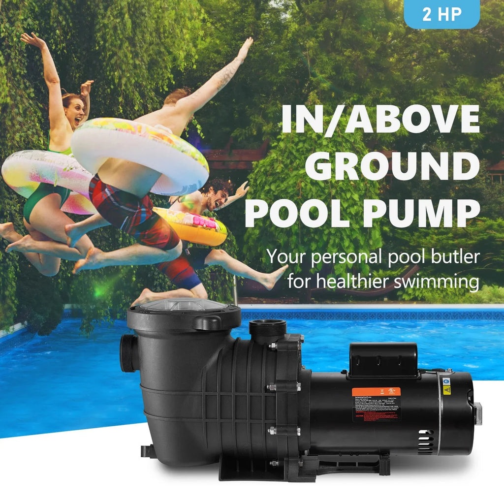 SKYSHALO Swimming Pool Pump; 2 HP 230 V; 1500 W Double Speed Pump for in/Above Ground Pool w/ Strainer Basket; 5520 GPH Max. Flow; Certification of ETL for Security