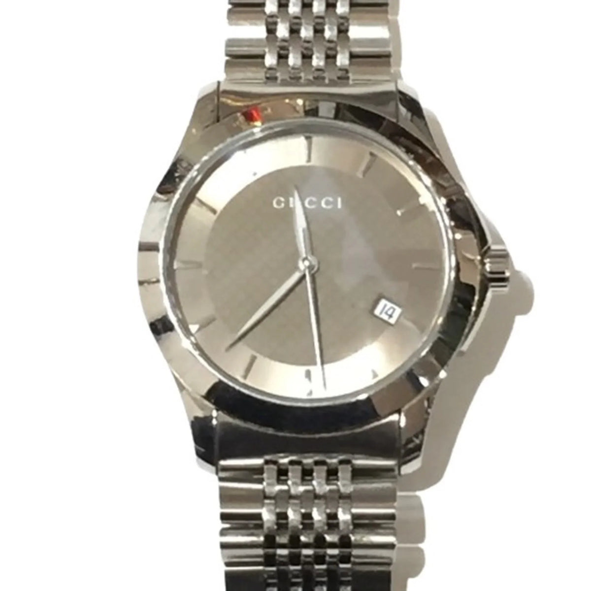 GUCCI 126.4 G Timeless Brown Dial SS Stainless Steel Silver Analog Watch Men's Date Quartz IT26SVZ67548 RK1056D (Good)