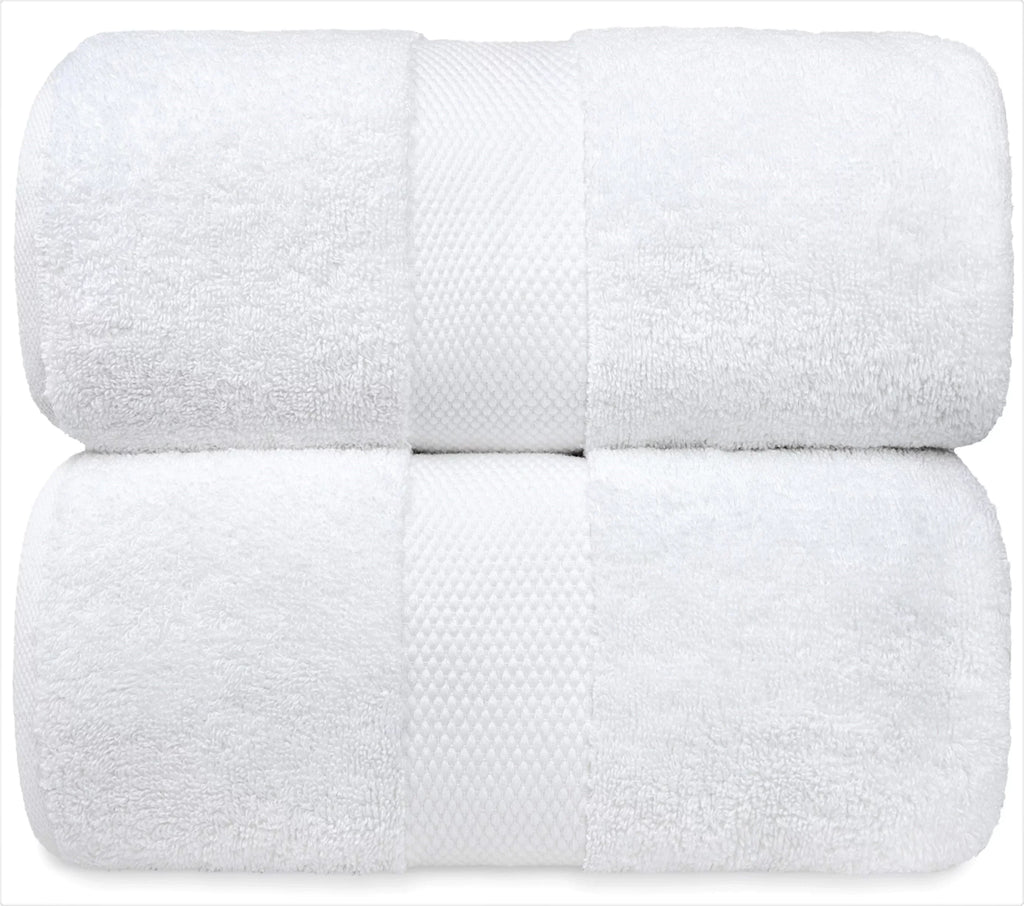 White Classic Luxury White Bath Towels - Large 30x56 mm; 100% Cotton American Linen Big White Towels; 2-Pack Bathroom Sheets | Set of 2; White