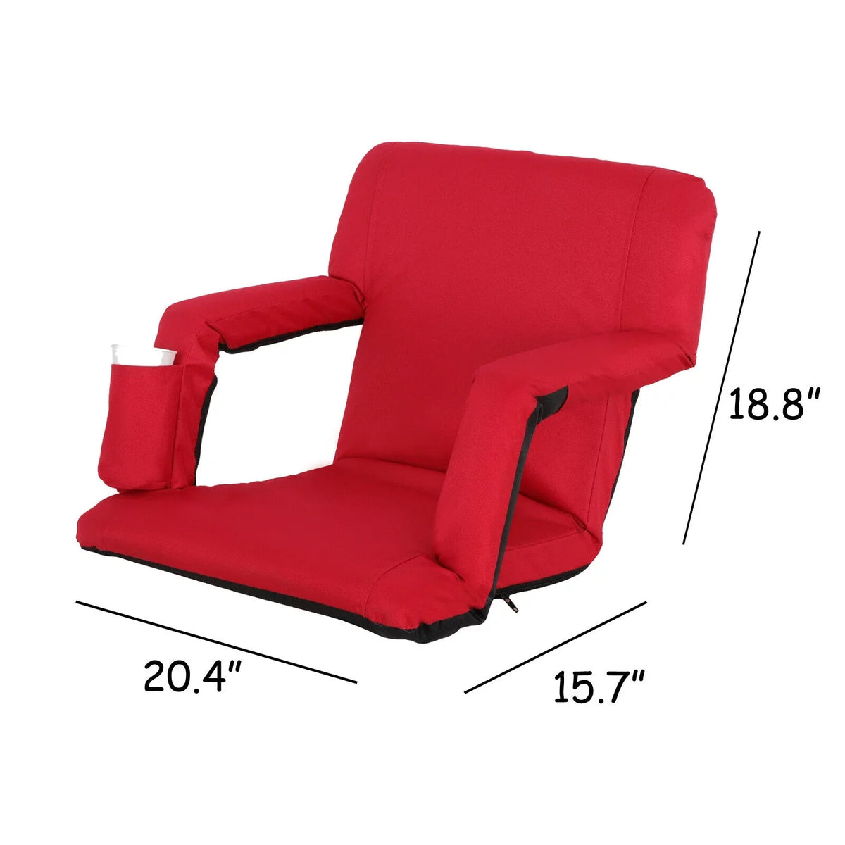 ZENSTYLE -resistant Stadium Seat with Cup Holder 7 Tiltable Positions - Red