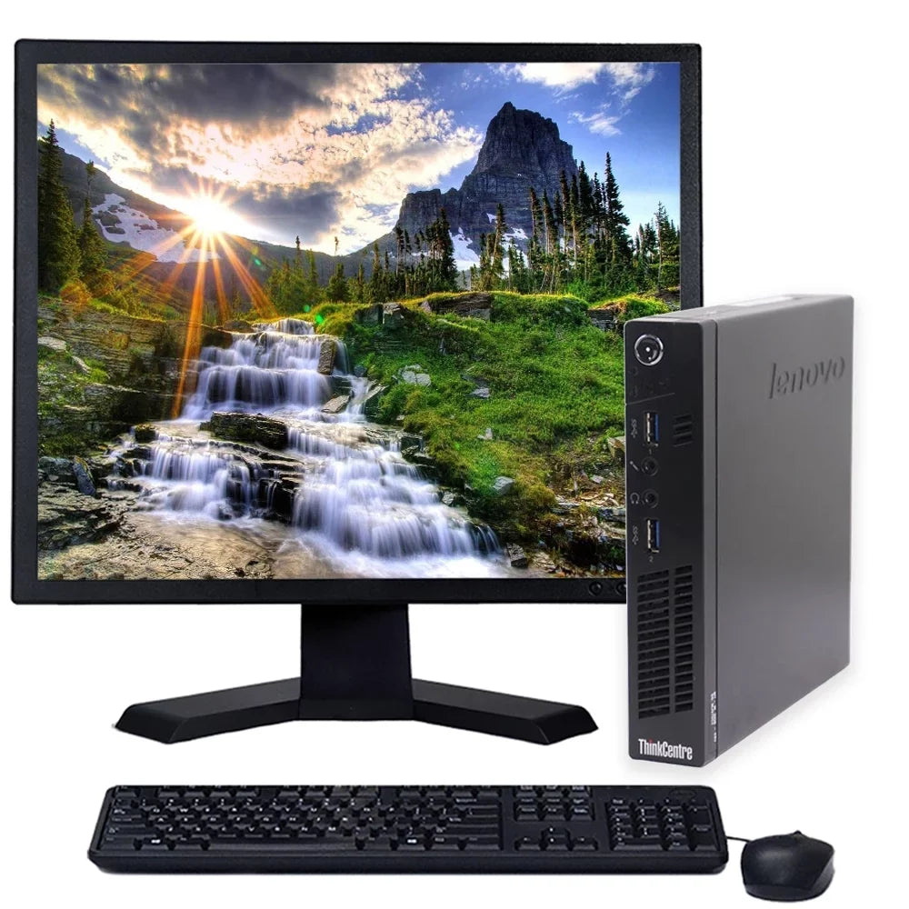 Lenovo ThinkCentre M73 Micro Desktop Computer Core i5 2.9MHz 8GB RAM 1TB HDD Keyboard and Mouse Wi-Fi 19" LCD Monitor Windows 10 PC