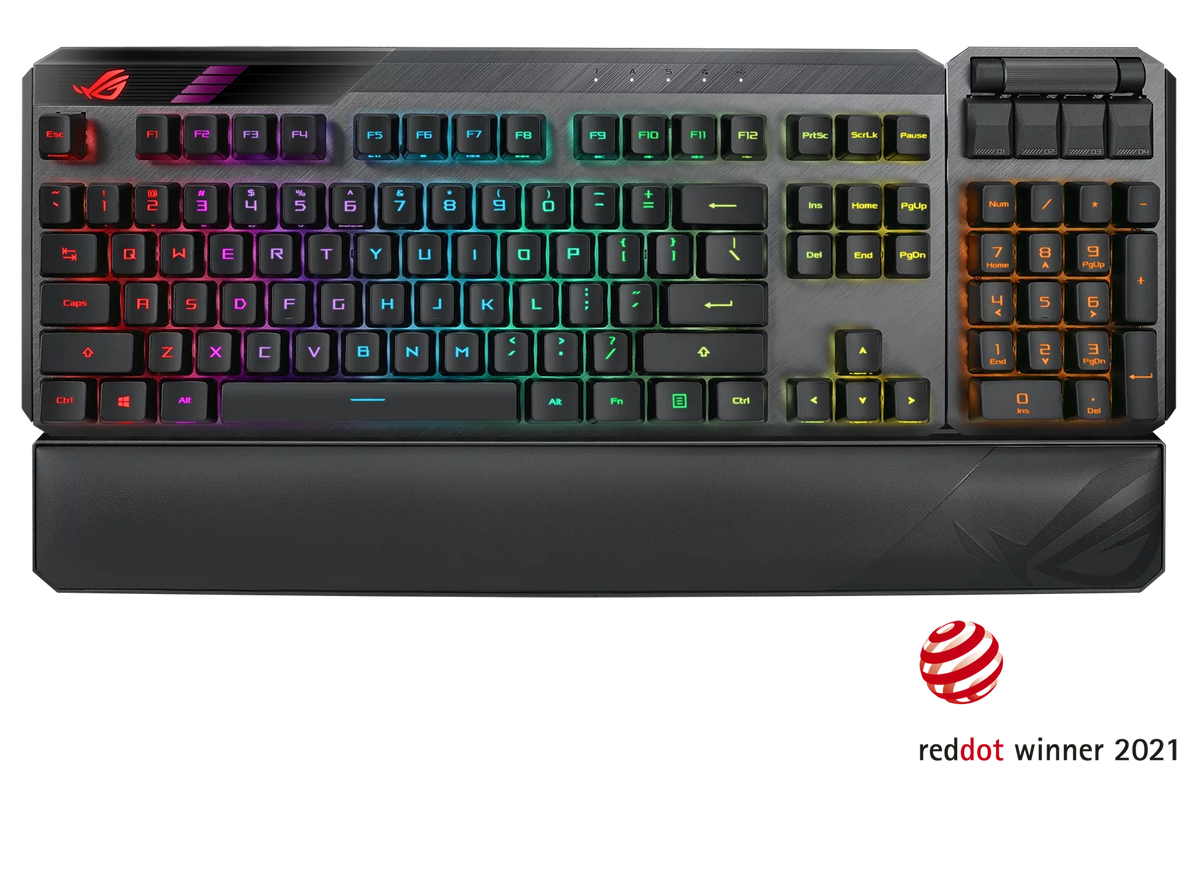 ASUS MA02 ROG Claymore II Wireless Modular Gaming Mechanical Keyboard with ROG RX Blue Switches; detachable numpad & wrist rest