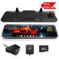WOLFBOX 12" Rear View Mirror Dash Cam; 4K Mirror Dash Cam Front and 2.5K Rear Camera; Rearview Dash Camera for Car with WDR; Night Vision; Free 64GB Card & GPS