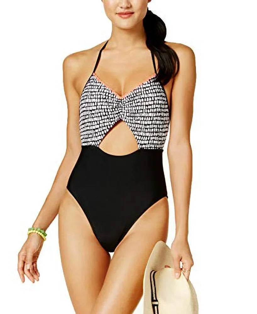 Hula Honey Cutout One-Piece Women’s Swimsuit (Black/White; XS)