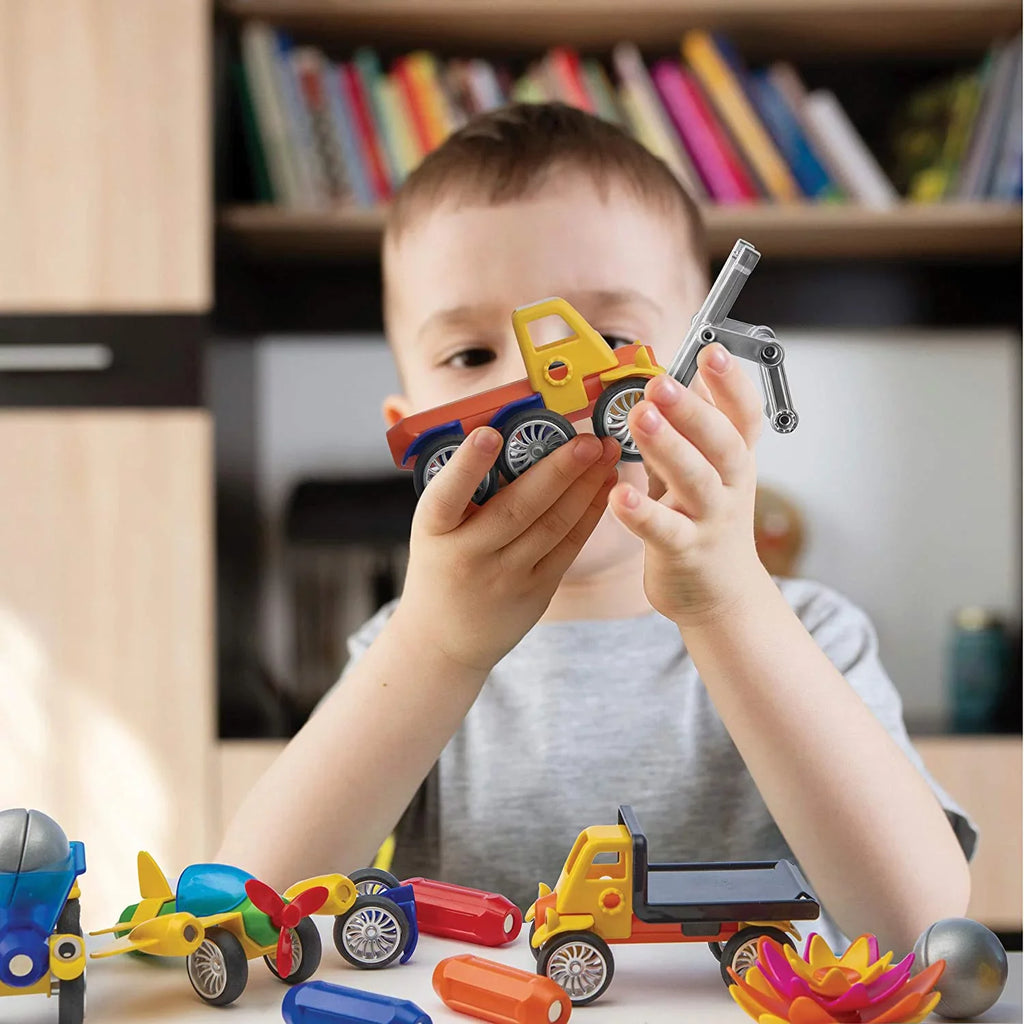 Play Brainy 42 pc. Stem Magnetic Toy Cars and Vehicles with Storage Case for Child Ages 3 and up