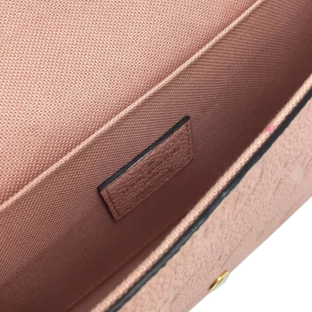 LOUIS VUITTON Louis Vuitton Monogram Implant Pochette Felicie M67856 Chain Wallet Bag Pink G Hardware Gold Rose Ballerine Women's (Fair)