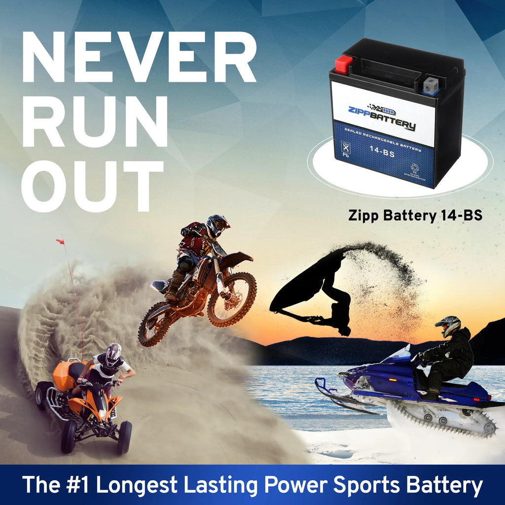 Zipp Battery YTX14-BS (14-BS 12 Volt;12 Ah; 200 CCA) Motorcycle Battery for Honda 1100cc Vt1100c; C3; T Shadow (spirit; Aero; A. C. E. Tourer) 2001